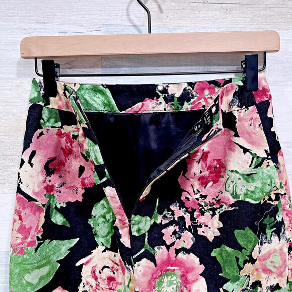 Talbots Floral Pencil Skirt Stretch Cotton Lined Career Work Womens 2P 2 Petite - Picture 5 of 7
